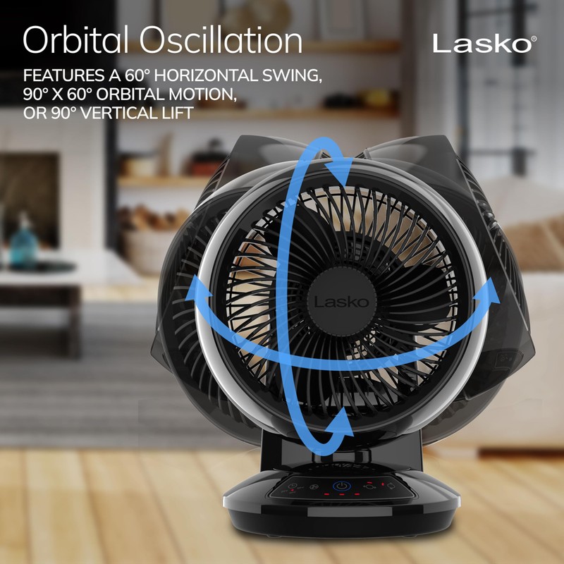 Lasko Air Circulator Fan, Whirlwind Orbital Motion Table Fan, 3