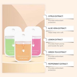 kuweot kuweot 2PC Hydrating Hand Sanitizer Spray, Hand sanitizer Spray 500-Sprays Each, Multi-Flavor，Cleanses Your Hands, 38ml/1.28 oz (Mint)