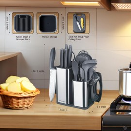 RAXCO Cooking Utensils Set-7 Kitchen Utensils,6 Knives Set for Kitchen,5 Kitchenwares,Juego de cocina (18-1)