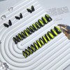 SXVME Neon Green Cat Eye Almond Nails, 30Pcs Press On,