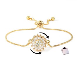 IQIC Sunflower Mood Bracelet for Women Spinning Bracelet for Anxiety Adjustable Flowers Rhinestone Fidget Bracelets Sparkly Sunflowers Wrist Bracelets Statement Worry Relieving Jewelry Accessories