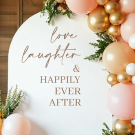 Love Laughter & Happily Ever After Decorations -Love Laughter & Happily Ever After Decal for Balloons Arch Backdrop, First Birthday Baby Shower Decorations, 1st Party Supplies Banner for Girls Boy
