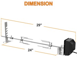 Universal BBQ Rotisserie Grill Kit for Most 2- to 6-Burner Grills, UL Certificated BBQ Rotisserie Motor Kit w/ 120V 4W Motor, 28" Spit Rod, 2 x 4 Forks, Complete Holders Replacement Parts for Grills