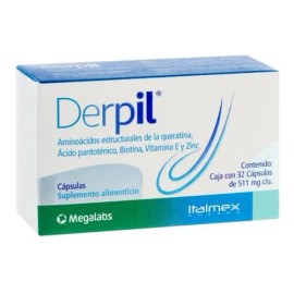 Derpil Suplemento Frena La Caída Del Pelo Vitaminas Aminoácidos Sin Sabor