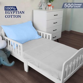 Toddler Pillowcase 13x18 Inches Pack of 2 Light Blue - Zipper Closer Pillow case Cotton Travel Pillow Cover 500 Thread Count 100% Egyptian Cotton Nursery Pillowcases, 13x18, Light Blue