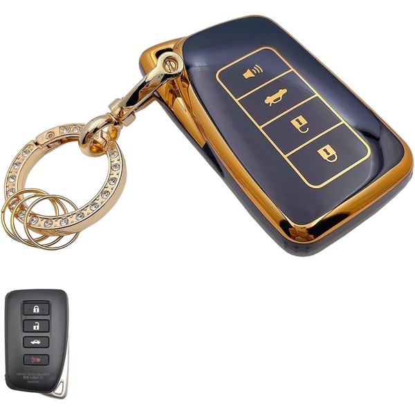 OVIOBOER for Lexus Key Fob Cover with Keychain Black Soft
