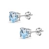 Sterling Silver Round-Cut Solitaire Blue Topaz Stud Earrings for Women,