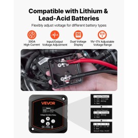 Dual Battery Isolator Kit for RV 12V 300 Amp Manual Automatic VSR Voltage Sensitive Relay Voltmeter with LCD Screen Smart BattPackage Type: Complete Kit, Rated Current: 300A