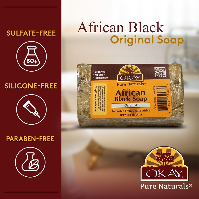 Okay Pure Naturals African Black Soap - Natural Black Soap
