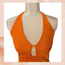 Wild Fable 90's Orange Halter Sheer Midi Bodycon Dress Size Medium