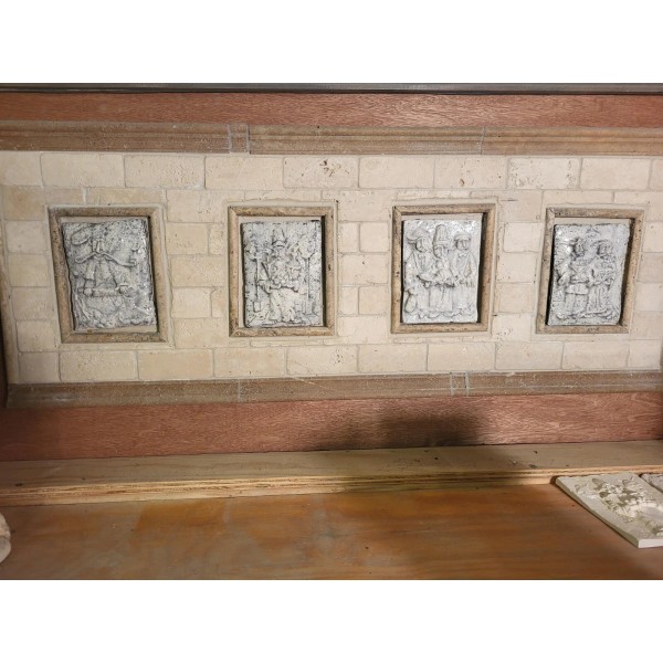 Handmade set of 4, Travertin looking hand made ceramic fat