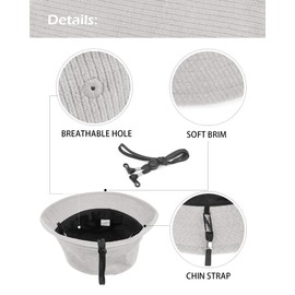 Zylioo Medium Corduroy Bucket Hats,Foldable Trendy UV Protection Fisherman Hat,Portable Travel Hat with Chin Strap Light Gray
