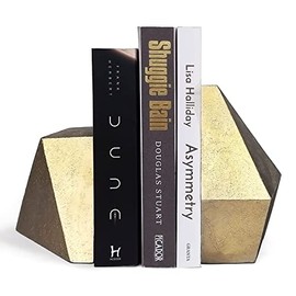 Ambipolar - Sujetalibros Decorativos de Hierro Fundido Dorado para Libros Pesados, sujetalibros Abstractos para estanterías, computadora de Oficina, decoración de Sala de Estar