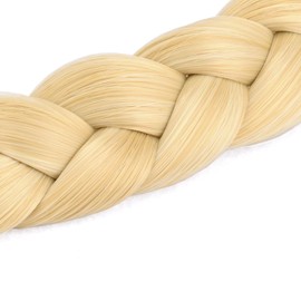 BOBIYA 3 Strand Synthetic Hair Braided Headband Classic Chunky Wide Plaited Braids Elastic Stretch Hairpiece for Women Girl Beauty Accessory (Blonde)
