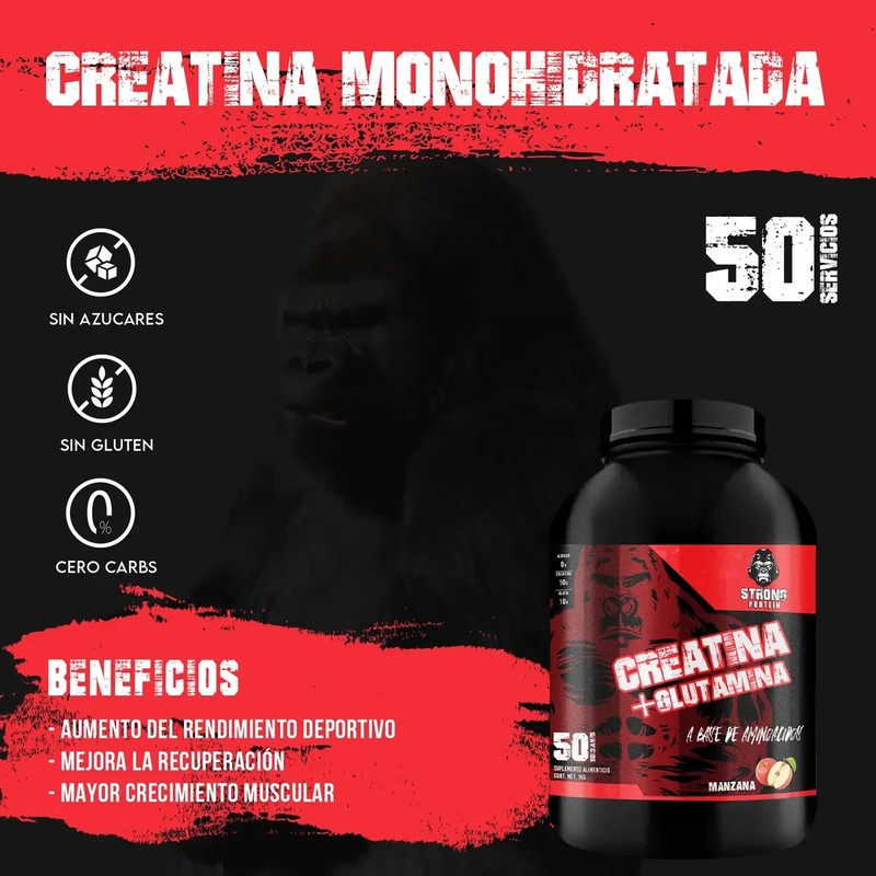 Creatina Glutamina 1 Kg Strong Protein 50servicios
