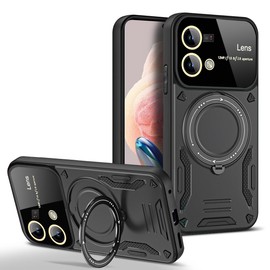 QWYJ YD Funda for OPPO Reno 7 4G Case Uso Rudo Protector Lente Cámara Soporte Giratorio Magnético Carcasa,para OPPO Reno 7 4G Funda(Negro)