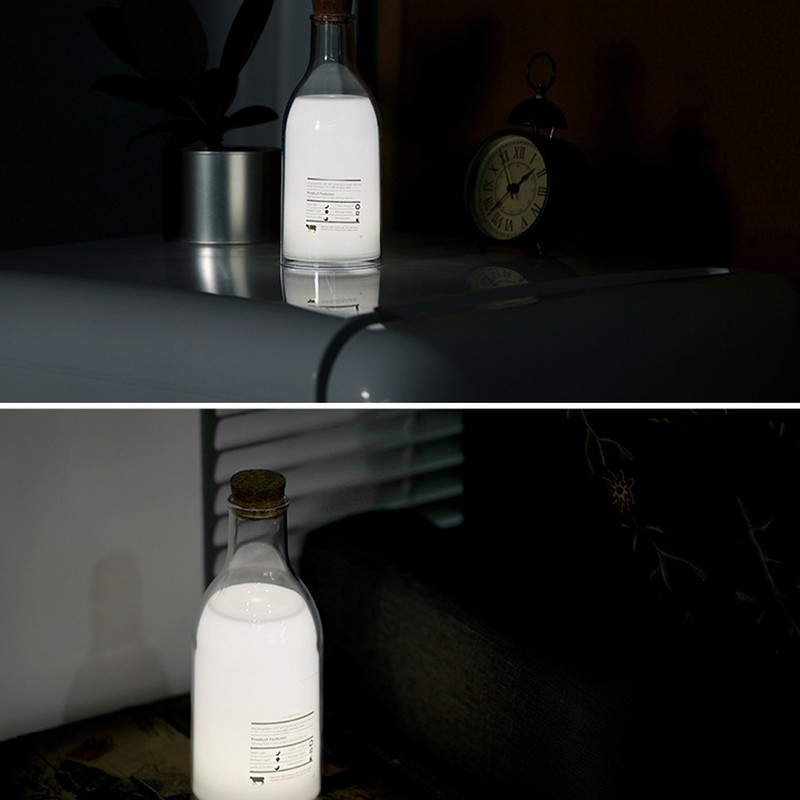 USB Rechargeable LED Bedside Lamp Milk Bottle DIY Message Night