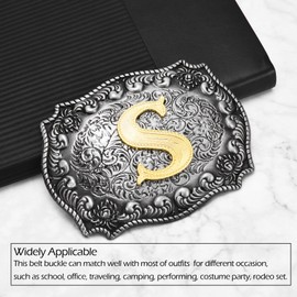 BBOTEN Western Initial Letters Belt Buckle ABCDEFG to Z Alphabet Letters Belt Buckles for Men Women Boys S