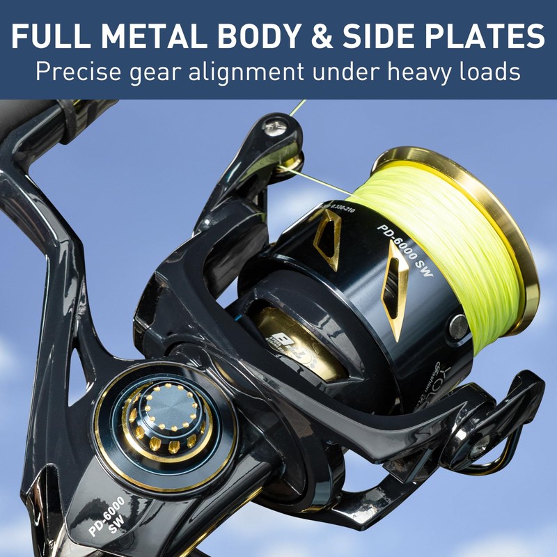 THKFISH Saltwater Fishing Reel, Full Metal, Carbon Spinning 5000/6000, 8+1BB