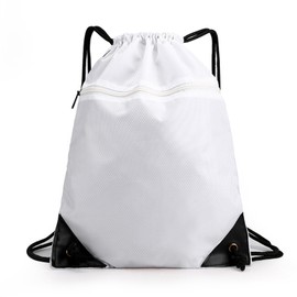 LeTradeJP Backpack, Gym Sack, Foldable, Waterproof, Lightweight, Multifunctional, Drawstring Backpack, Exercise, Travel, Outdoor, Sports Bag, white