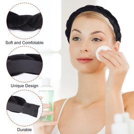 Women's Velvet Headband Braided Headband Wide Hair Band Vintage Padded Headband Hair Accessories Rockabilly Headband for Women and Girls (Black + Grey, One Size)