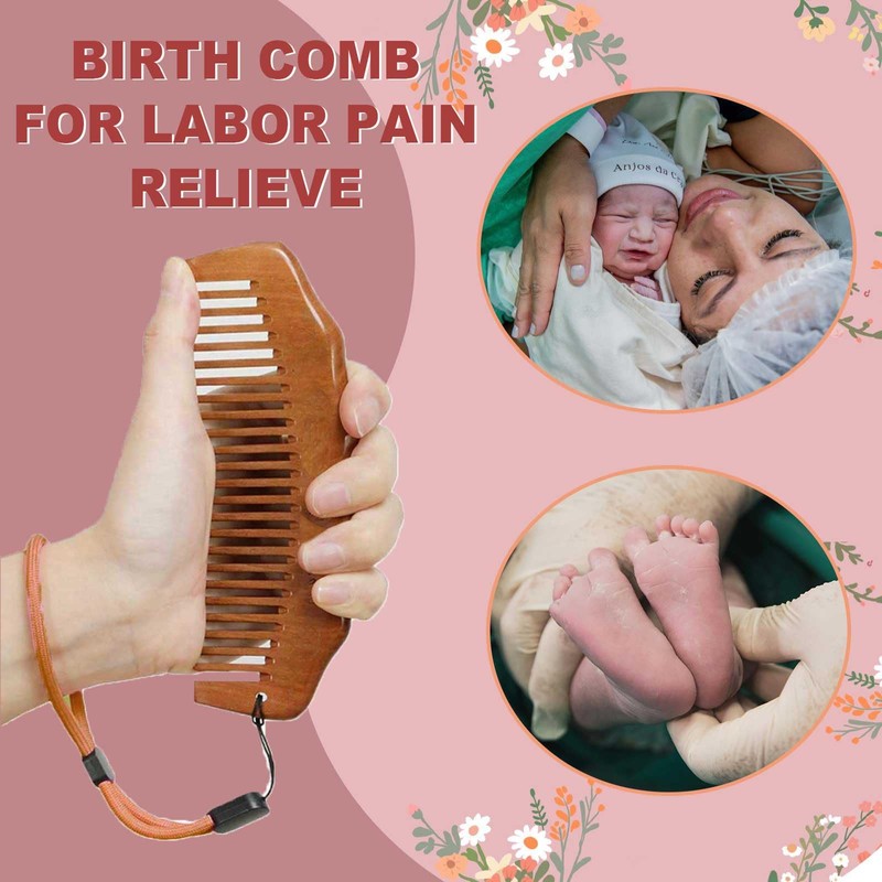 Labor Comb for Pain Relief, Birthing Comb, Wooden Comb for