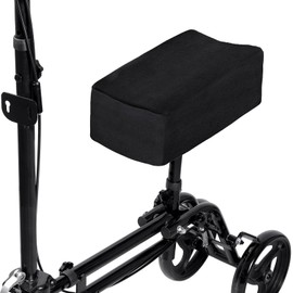 KUAZIDAR Knee Scooter Cushion Cover - 2.6in Highly Resilient Memory Foam, Comfortable Walker Pad, Removable and Washable Cloth Cover, Fits Most Knee Scooter (Black, only Cushion)