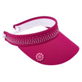 Surprizeshop Womens Golf Embellished Crystal Visor | Telephone Wire | Built in Magnet | Hand Enamelled 25mm Ball Marker | Rigid Peak | Multiple Colours | Golf Visor | Tennis Visor (Hot Pink)