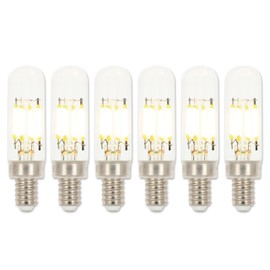 Westinghouse 5158120 2.5 Watt (25 Watt Equivalent) T6 Dimmable Clear Filament LED Light Bulb, Candelabra Base, 6 Pack