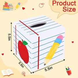NFAMRZCAR 2 Pack Back to School Gift Wooden Tissue Box Cover, Square Tissue Holder Dispenser Paper Case for Back to School, First Day of School, Classroom Office Desk Decor