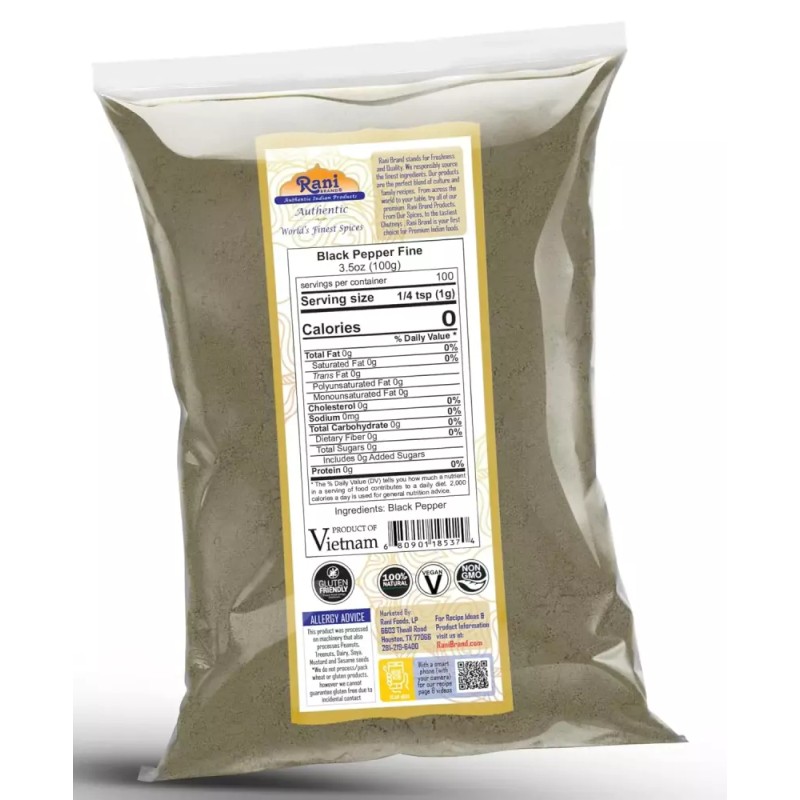 Rani 라니 블랙 페퍼 파인 파우더 80 메쉬 3.5온스 (100g)