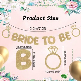 Maxqzin Bride to Be Banner, Bridal Shower Decorations Reusable Glitter Bride to Be Decorations Banner for Engagement Wedding Bride Party Decorations(Champagne Gold)