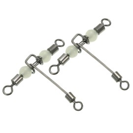 PATIKIL 3 Way Swivel 83lbs, 10 Pack Cross Line T Turn Rolling Terminal Tackle with Luminous Beads for Catfish Surf Rig, Black