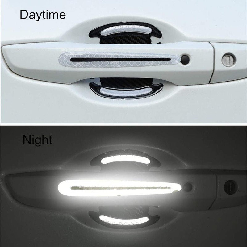 LANZMYAN Car Door Handle Protector Reflective Sticker Universal Auto Carbon