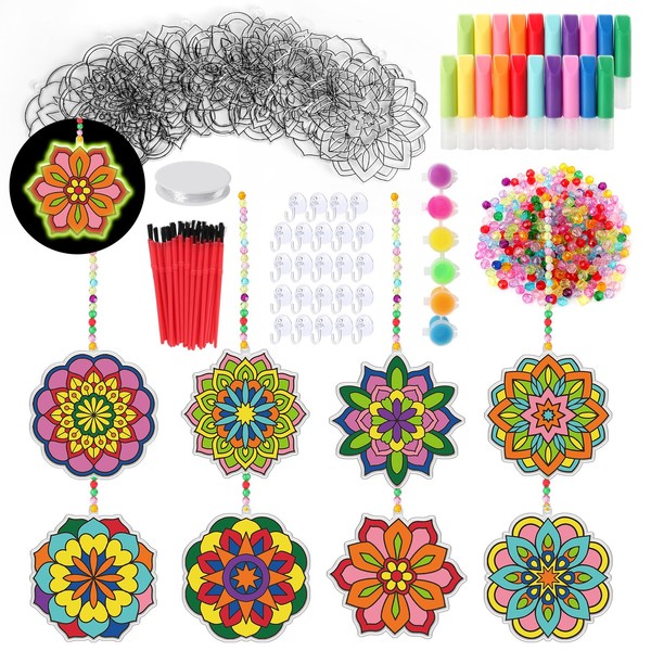 Nlicrst 32 Sets Mandala Suncatchers Ornaments Decorations DIY Window Paint
