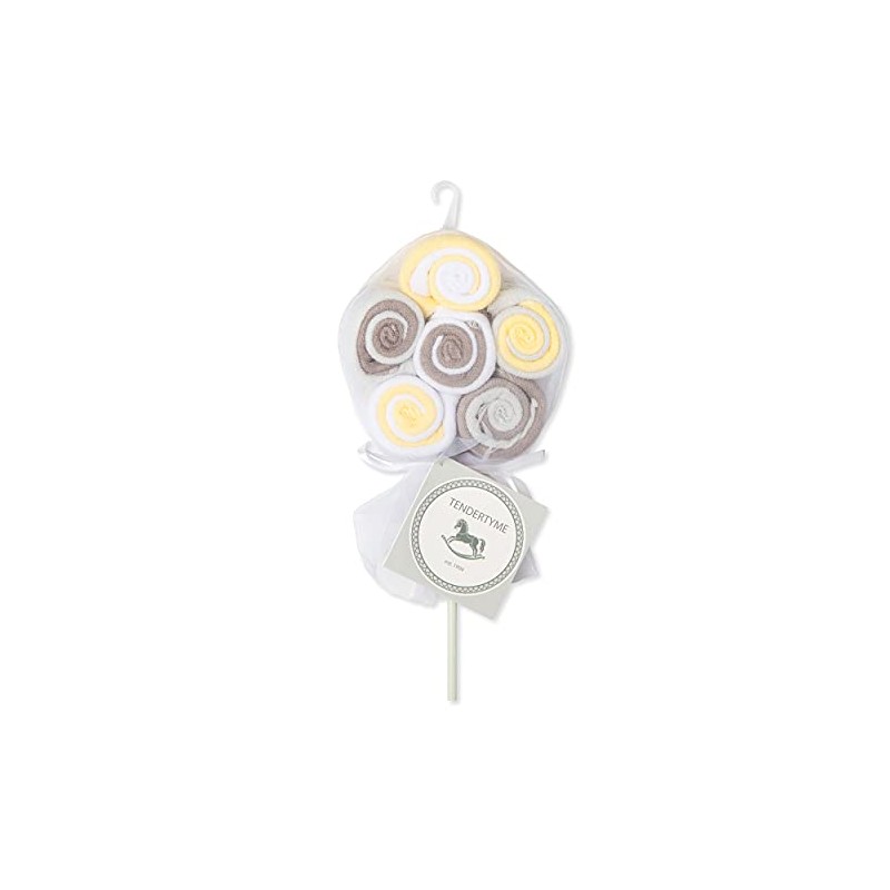 Tendertyme Grey and Yellow Lollipop Washcloth Bundle 12 Pieces