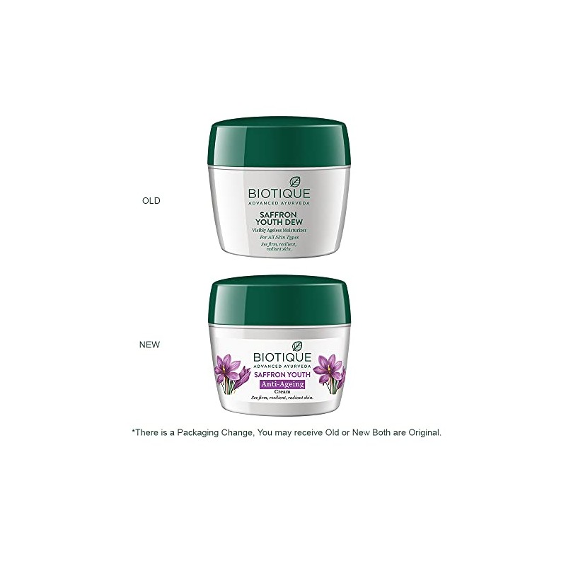 Biotique Bio Saffron Youth Dew Visibly Ageless Moisturizer, 170 gm/