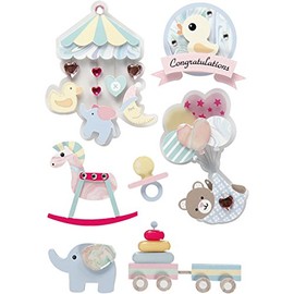 3D Stickers, H: 25-70 mm, W: 20-55 mm, baby, 8pcs, thickness 7 mm