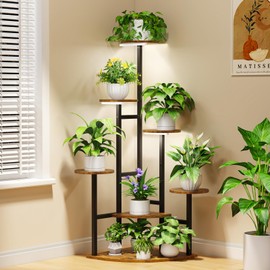 Corner Plant Stand with Grow Lights, 7 Tier Plant Stand Indoor (Round)
