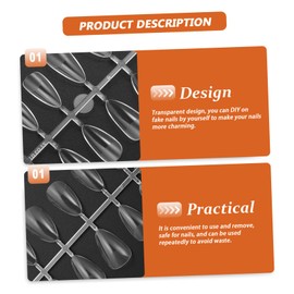 WOONEKY 240pcs Transparent Press Nails Detachable Nail Patches for Manicure Almond Full Cover Fake Safe Reusable for Parties Cosplay Skin-friendly Design