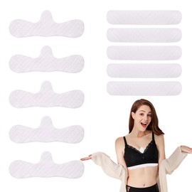 Pack of 10 Bra Inserts, Sweating, Underbust Sweat Protection, Rectangular Cotton Underbust Band, 3-Layer, Washable, Reusable, Sweat-Absorbing and Breathable (Rectangle x 5 + Special Shape)