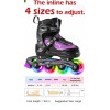 Unbranded Kids Inline Skates 4 Size Adjustable with Light up