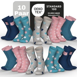 MEDOLY Children's Socks (10 Pairs) with 72% Cotton, for Girls and Boys - Children's Socks, 10 x cats