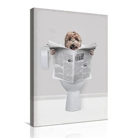 QPLGTU Bathroom Animal Decoration Pictures, Interesting Animal Poster Decoration Pictures, Bath Cow Poster Decoration Canvas Painting, Frameless (Style 1, 20x30cm*1)