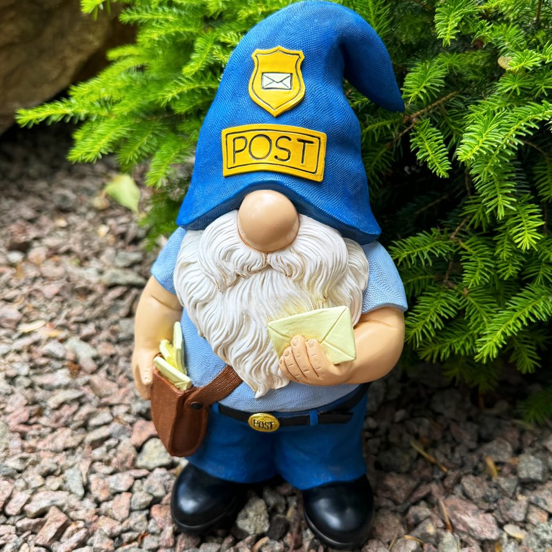 Mood Lab Garden Gnome - Funny Postman Gnome Figurine -
