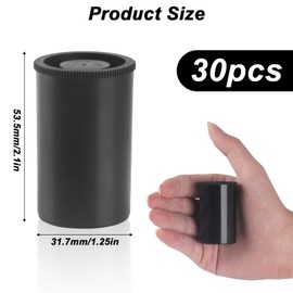 WangLaoWu Pack of 30 Film Canisters with Lids, Black Small Plastic Canister with Lid, Plastic for Scientific Activities, Film Cans, Small Parts, Black