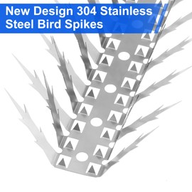 Bird Spikes, 5 Feet Stainless Steel Bird Spikes for Outside, Pigeon Spikes to Keep Birds Squirrel Woodpeckers Away, for Garden Fence Roof and Window - 5 Strips Covers 1.5m