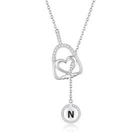 Zepmais Initial Stethoscope Necklace Women - 925 Sterling Silver Letter N U R S E Pendant Nurse Jewelry Graduation Gifts for Doctor Medical Student Assistant (N)