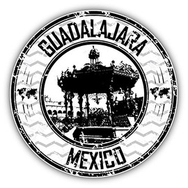 Guadalajara Mexico Grunge Rubber Stamp Travel Bumper Sticker | Car Decor, Laptop Computer, Water Bottle, Wall, Window Waterproof Vinyl Decal