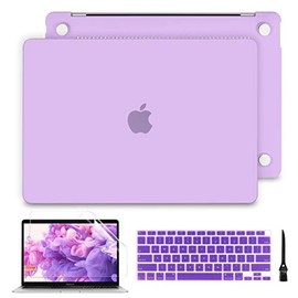Batianda for MacBook Air 13 Inch Case 2020 2019 2018 Release A2337 M1 A2179 A1932 with Touch ID, Plastic Hard Shell Cover + Keyboard Cover, C-Matte Purple